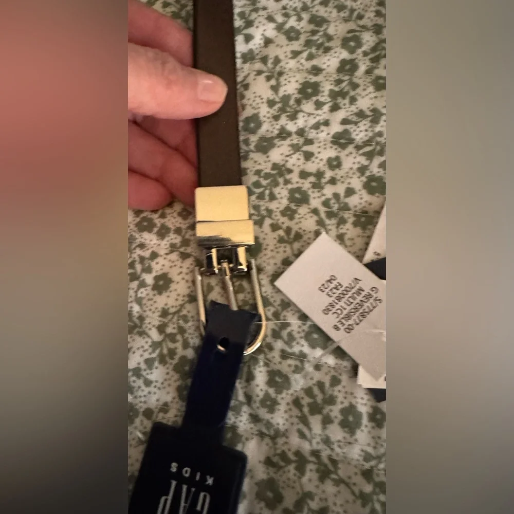 Gap Kids Reversible Belt with Silver Tone Buckle - Size Large